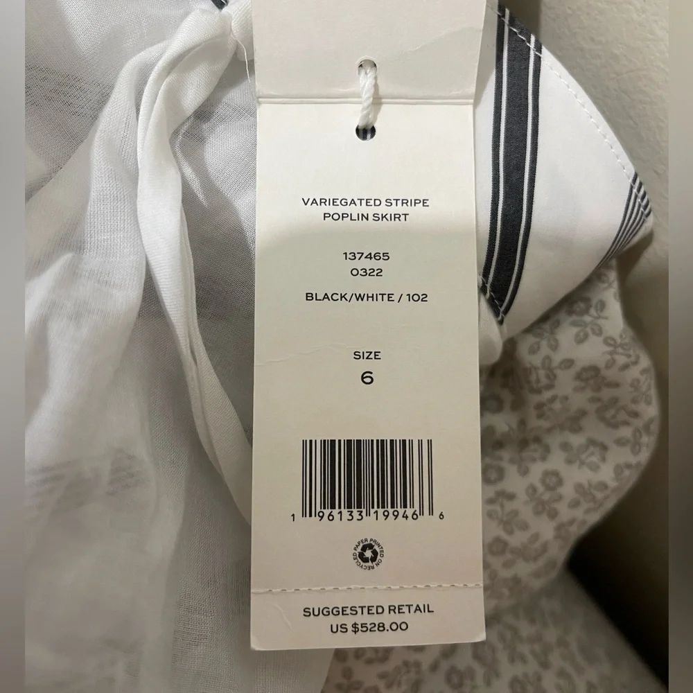 VARIEGATED STRIPE POPLIN SKIRT BLACK/WHITE